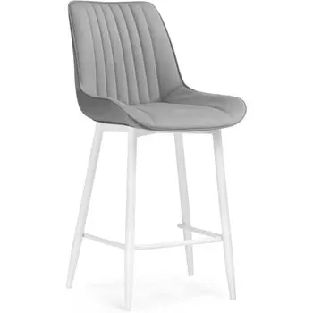 Стул барный Седа металл/велюр, белый/серый 49x57x102 см
