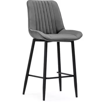 Стул барный Седа металл/велюр, черный/серый 49x57x102 см