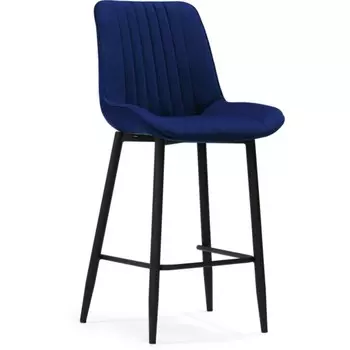 Стул барный Седа металл/велюр, черный/синий 49x57x102 см