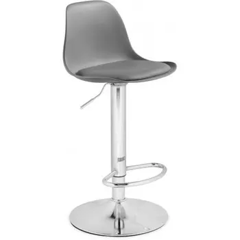 Стул барный Soft металл/пластик/экокожа, хром/серый 38x38x86 см