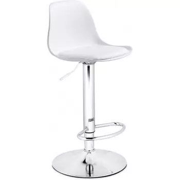 Стул барный Soft металл/пластик/экокожа, хром/белый 38x38x86 см