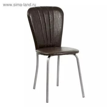 Стул "Кафе-2", Серебристый металлик/Шоколадная рептилия