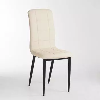 Стул для кухни «Квадро», искусственная кожа, металл чёрный/AERO кремовый
