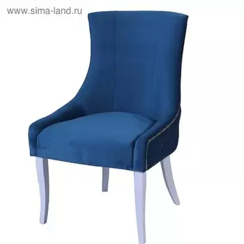 Стул «Марцио», ткань велюр, молдинг никель, опоры массив белый, цвет океан