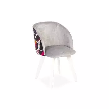 Стул Милли Аврора 18 серый велюр/ Стандарт массив Белое дерево