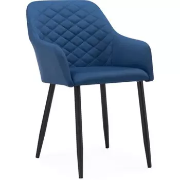 Стул на металлокаркасе Стив металл/велюр, черный/синий 52x68x81 см
