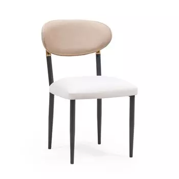 Стул обеденный VELVET, каркас металл, ткань полиэстер, цвет neutral beige & white
