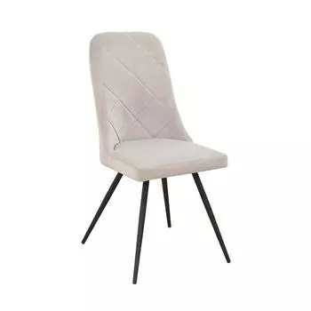 Стул «Орион», каркас металл чёрный, конус, велюр, цвет светло-серый