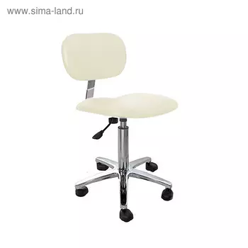 Стул "СЕНЬОР+" низкий, 46*50см, пневмоподъемник, пятилучье хром, цвет слоновая кость