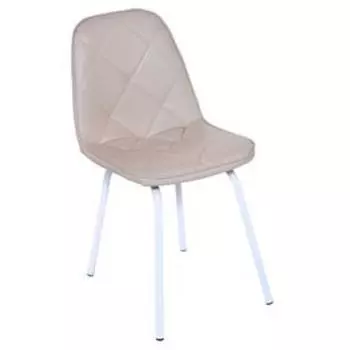 Стул «Сиена», каркас металл белый, кожзам бежевый