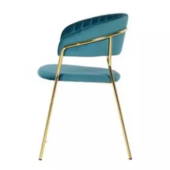 Стул Turin, 560 × 500 × 780 мм, цвет бирюзовый с золотыми ножками