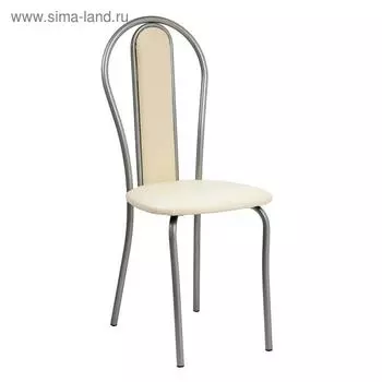 Стул для кухни Клик Мебель «Венский Мягкий», искусственная кожа, цвет серебристый металлик/молочный