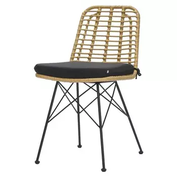 Стул Vetle Flat, 420560810 мм, искусственный ротанг, цвет бежевый / чёрный