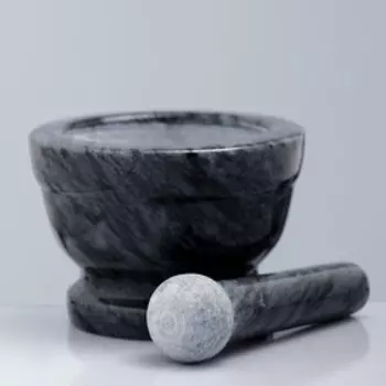 Ступка с пестиком, 130 мл, 10 см, мрамор, чёрная