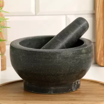 Ступка с пестиком, 1 л, камень, чёрная