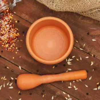 Ступка с пестиком Доляна «Кирпичный камень», 250 мл, 10.520 см, коричневая