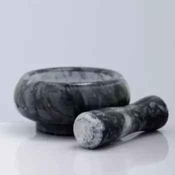 Ступка с пестиком, 75 мл, 5 см, камень, чёрная