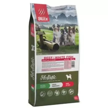 Сухой корм Blitz Beef&amp;White Fish Grain Free для собак, беззерновой, говядина/рыба, 12 кг