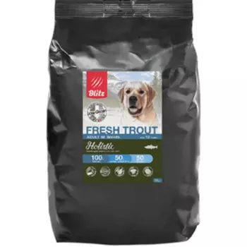 Сухой корм Blitz Fresh Trout Low Grain для собак, низкозерновой, форель, 12 кг
