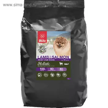 Сухой корм Blitz Lamb&amp;Salmon Grain Free для собак, беззерновой, ягненок/лосось, 12 кг