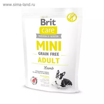 Сухой корм Brit Care MINI GF Adult Lamb для собак мини-пород, беззерновой, 400 г.