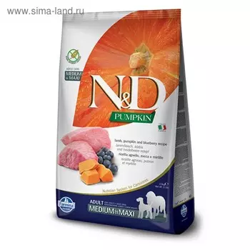 Сухой корм Farmina N&amp;D беззерновой для собак средних и крупных пород, ягнёнок/черника/тыква, 12кг