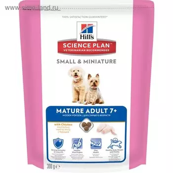 Сухой корм Hill's SP small&amp;mini senior vitality для собак мелких пород c 7 лет, кура, 300 г
