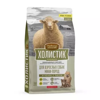 Сухой корм Холистик Премьер "Деревенские лакомства", д/соб. мини-пород, ягнёнок/рис, 1 кг