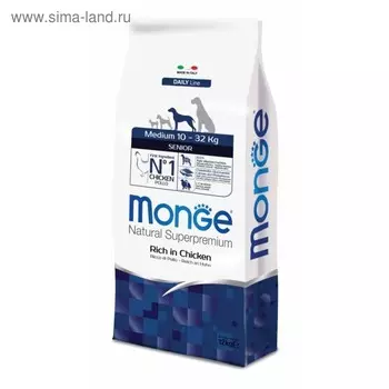 Сухой корм Monge Dog Medium для пожилых собак средних пород, 12 кг