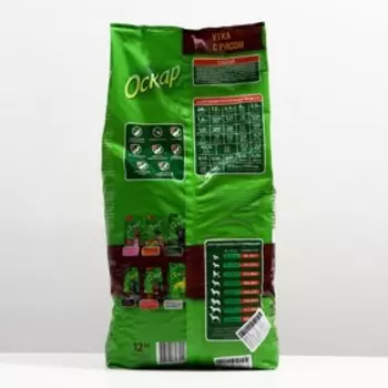 Сухой корм "Оскар" для взрослых собак, с мясом утки и рисом, 12 кг