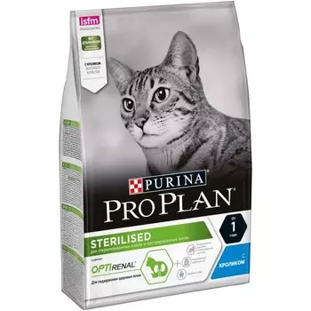 Сухой корм PRO PLAN для кастрированных котов и стерилизованных кошек, кролик, 3 кг