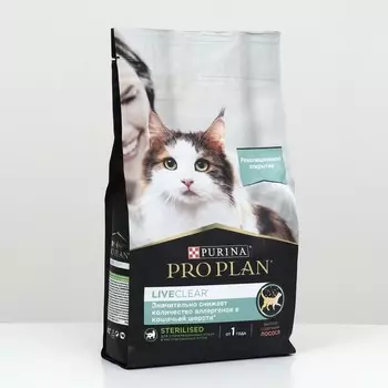 Сухой корм PRO PLAN LiveClear для стерилизованных кошек, лосось, 1,4 кг