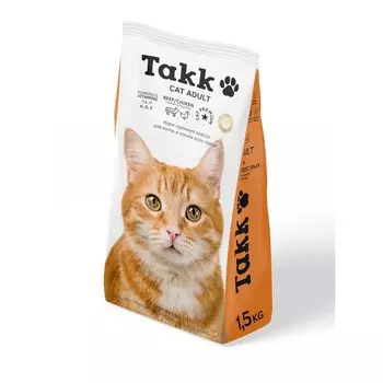 Сухой корм TAKK для кошек, мясное ассорти говядина/курица, 1,5 кг