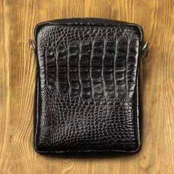 Сумка А5, 1 отдел, регулируемый ремень, крокодил черный