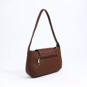 Сумка-багет RICHET на магните, наружный карман, цвет коричневый