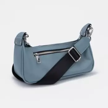 Сумка-багет на молнии, цвет голубой