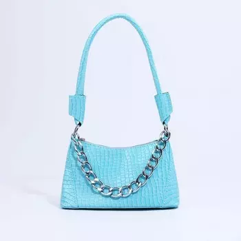 Сумка женская на молнии, цвет голубой