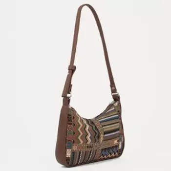 Сумка-багет на молнии, цвет коричневый