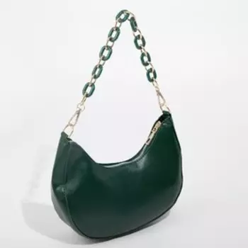 Сумка-багет на молнии, цвет зелёный