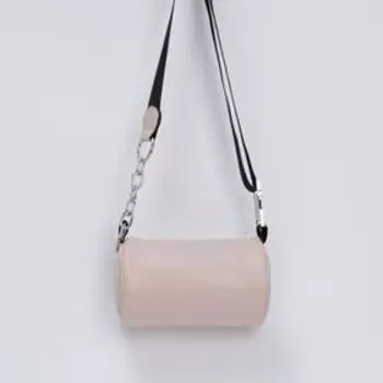 Сумка-багет, отдел на молнии, длинный ремень, цвет бежевый