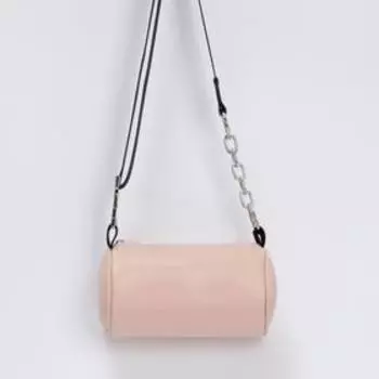 Сумка-багет, отдел на молнии, длинный ремень, цвет розовый