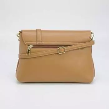 Сумка-мессенджер на молнии, длинный ремень, цвет рыжий