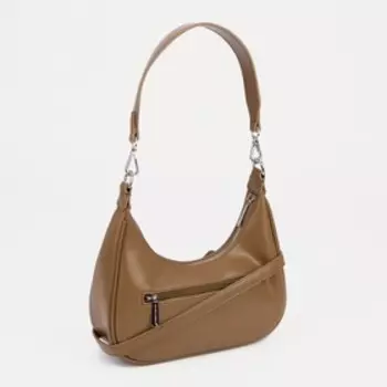 Сумка-багет на молнии David Jones, наружный карман, цвет коричневый