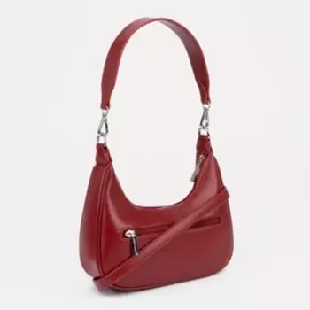 Сумка-багет, отдел на молнии, наружный карман, цвет красный