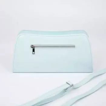 Сумка-багет, отдел на молнии, наружный карман, регулируемый ремень, цвет голубой