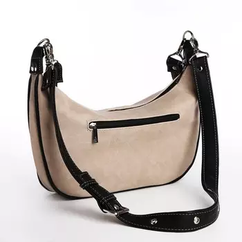 Сумка-багет "Саломея" на молнии, цвет бежево-серый/чёрный