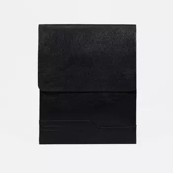 Сумка планшет мужская, 3 отдела на молнии, 2 наружных кармана, чёрная