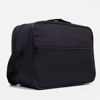 Сумка деловая мужская, 2 отдела на молниях, наружный карман, чёрная