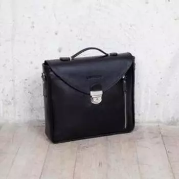 Сумка деловая, отдел на клапане, цвет чёрный