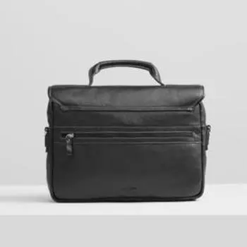 Сумка деловая, отдел на клапане, наружный карман, цвет чёрный